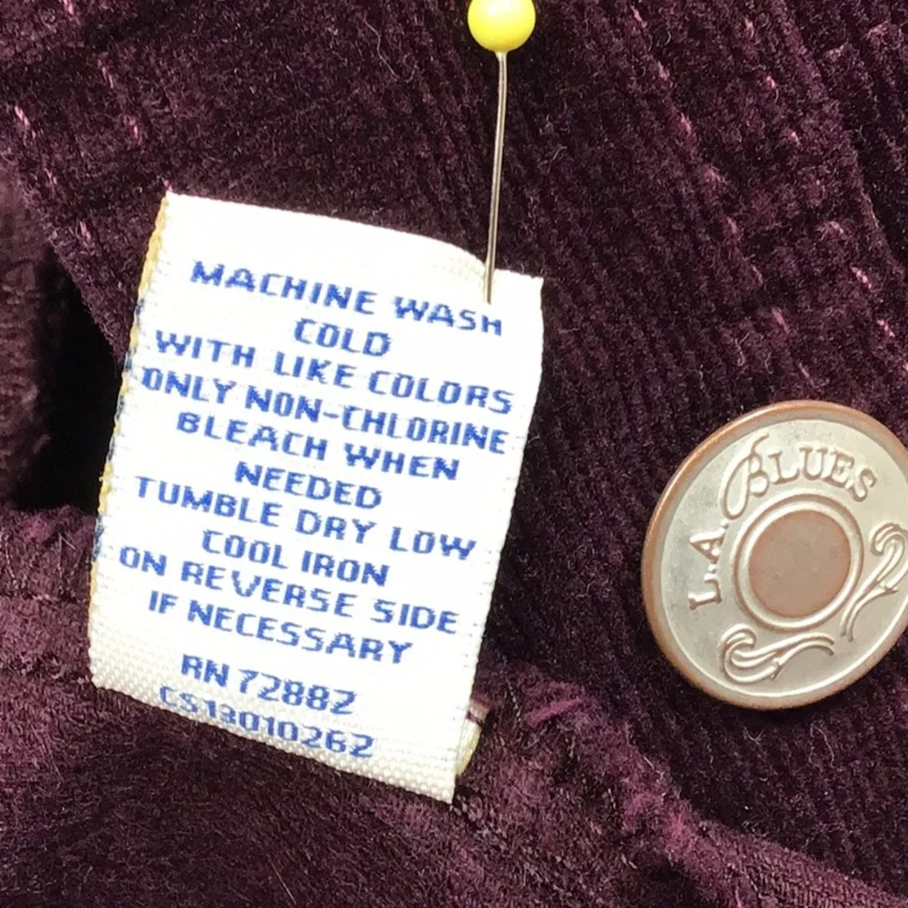 VTG L.A. Blues Purple Corduroy Jacket  Button Front XL - Picture 8 of 9